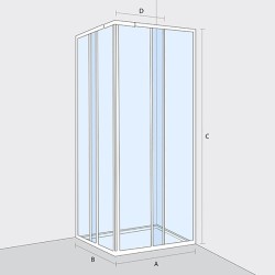 Box doccia angolare scorrevole, apertura centrale, misura cm.80x80 (riducibile da cm.68 a cm.80)