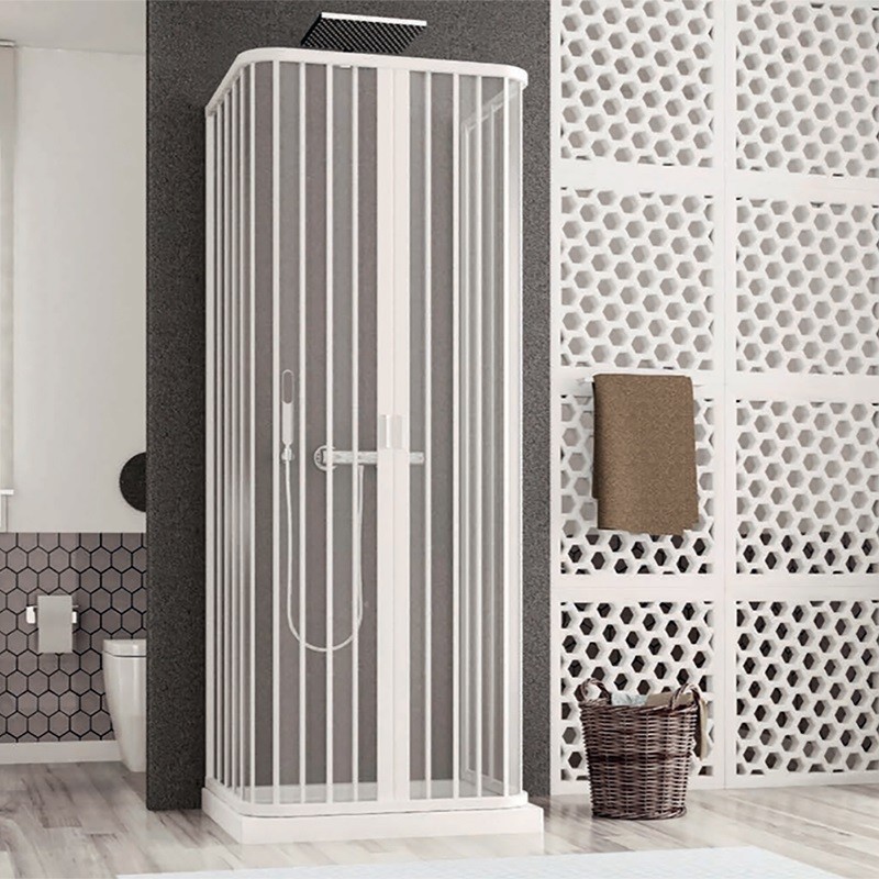 Box Doccia a Soffietto 3 Lati, Apertura Centrale, 70x70x70 cm riducibile, Altezza 185 cm