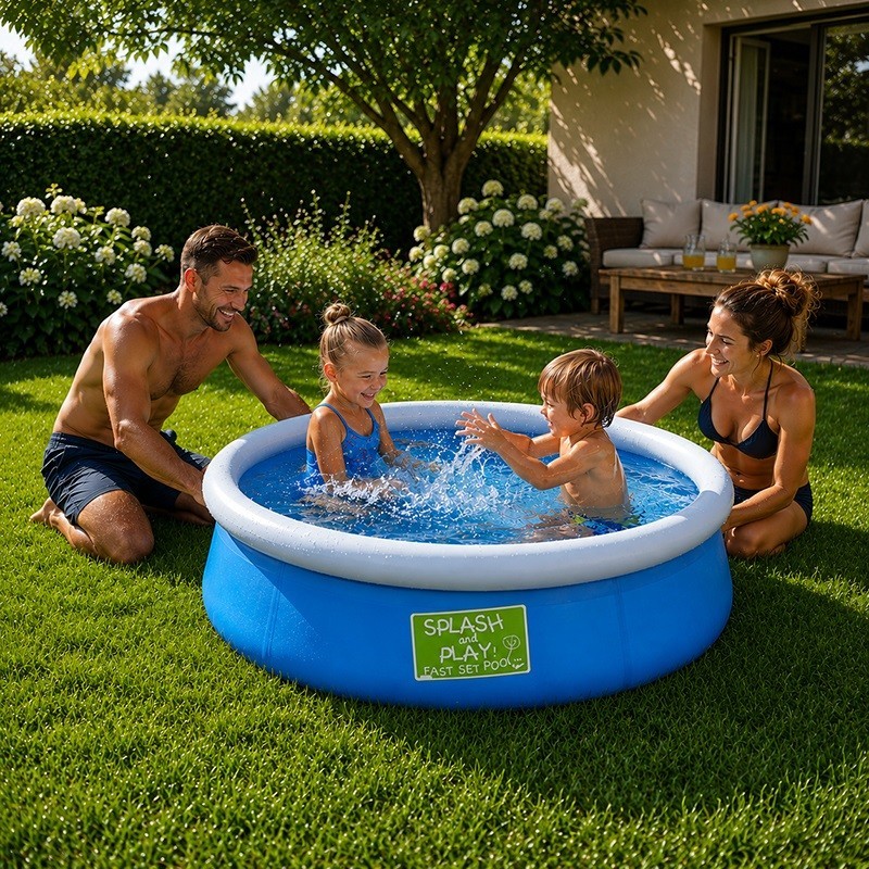 Piscina Fuori Terra Rotonda Gonfiabile per Bambini, Facile da installare, Pareti laterali a 3 strati