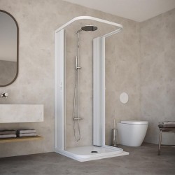 Box Doccia a Soffietto 3 Lati, Apertura Centrale, 70x70x70 cm riducibile, Altezza 185 cm