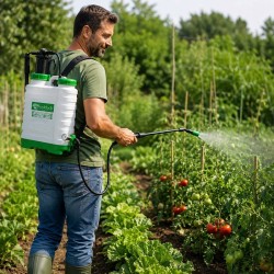 Pompa a Pressione a Zaino 12L per Irrorazione e Nebulizzazione, Nebulizzatore, 4 Ugelli (Cono, Ventaglio, Doppio Cono, 4 Fori)