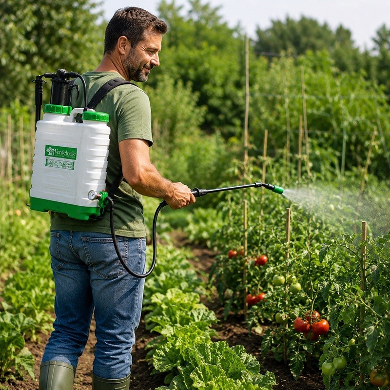 Pompa a Pressione a Zaino 12L per Irrorazione e Nebulizzazione, Nebulizzatore, 4 Ugelli (Cono, Ventaglio, Doppio Cono, 4 Fori)