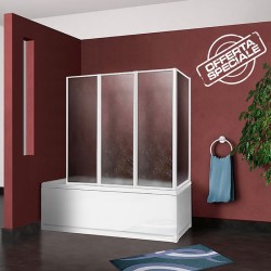 Box sopravasca cm.68+cm.133 bianco con pannelli acrilici pieghevoli e reversibili a 4 ante
