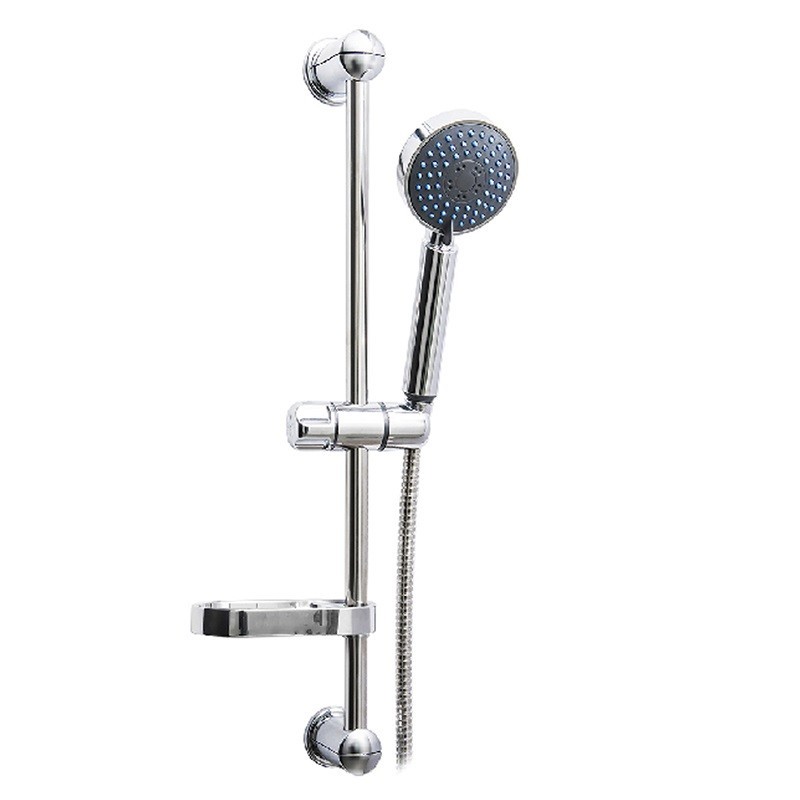 Saliscendi Doccia Completo di Doccetta 5 Funzioni e Porta Sapone, Asta Doccia in Acciaio Inox, con Water Saving