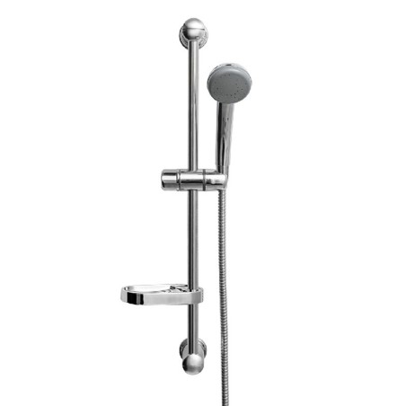Saliscendi Doccia Completo di Doccetta e Porta Sapone, Asta Doccia in Acciaio Inox, con Water Saving