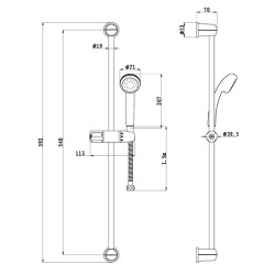 Saliscendi Doccia Completo di Doccetta e Porta Sapone, Asta Doccia in Acciaio Inox, con Water Saving
