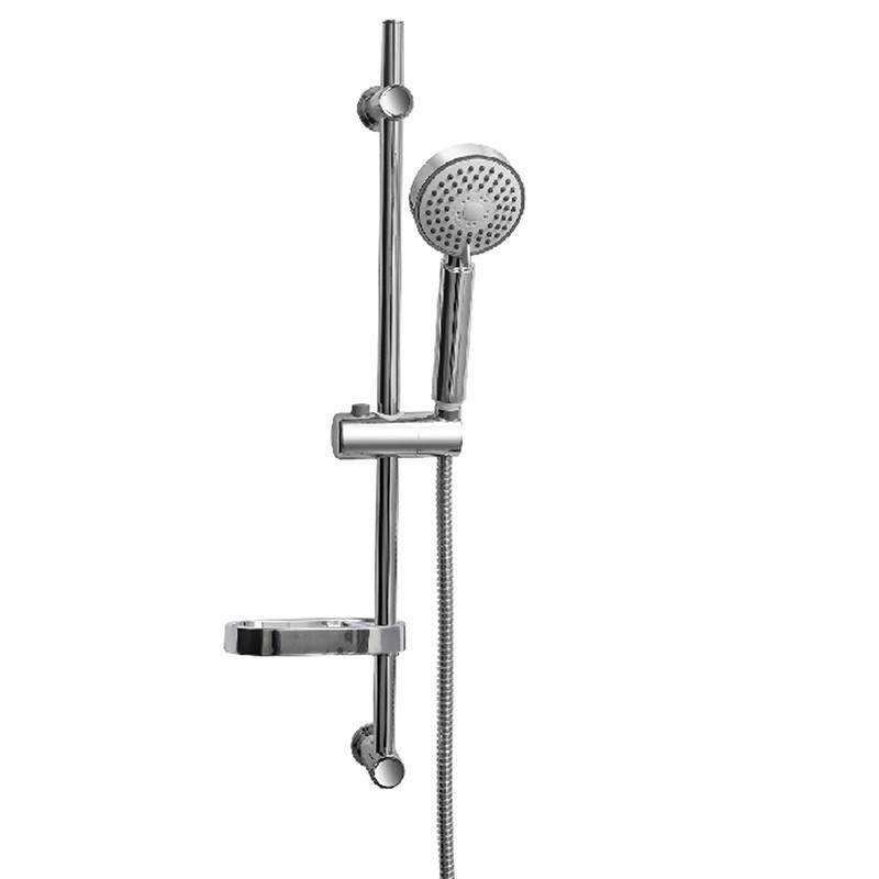 Saliscendi Doccia Completo di Doccetta 3 Getti e Porta Sapone, Asta Doccia in Acciaio Inox, con Water Saving