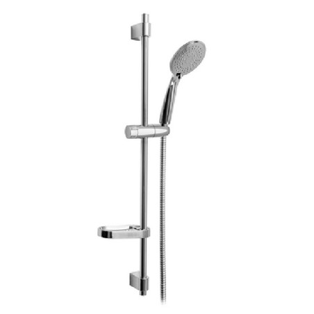 Saliscendi Doccia Completo di Doccetta 5 Getti e Porta Sapone, Asta Doccia in Acciaio Inox, con Water Saving