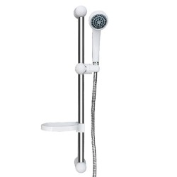 Saliscendi Doccia Completo di Doccetta e con Porta Sapone, Water Saving