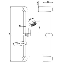 Saliscendi Doccia Completo di Doccetta e con Porta Sapone, Water Saving