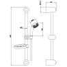 Saliscendi Doccia Completo di Doccetta e con Porta Sapone, Water Saving