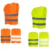Gilet di sicurezza e da costruzione alta visibilità arancione o giallo con doppio nastro riflettente