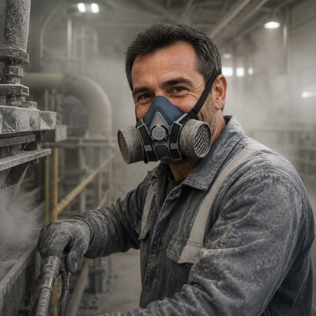 Maschera Antipolvere e Antigas Professionale, Antiallergica e Riutilizzabile, Filtri Antipolvere