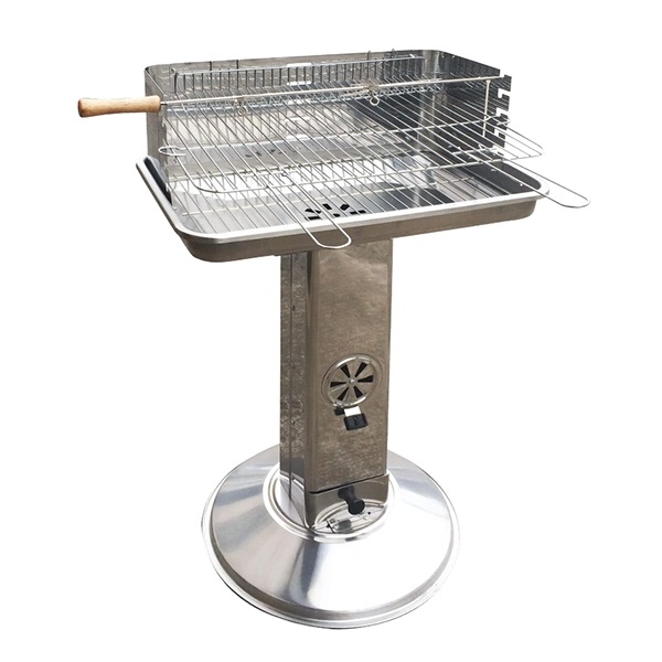 Barbecue a carbone, acciaio inox, con spiedo per girarrosto