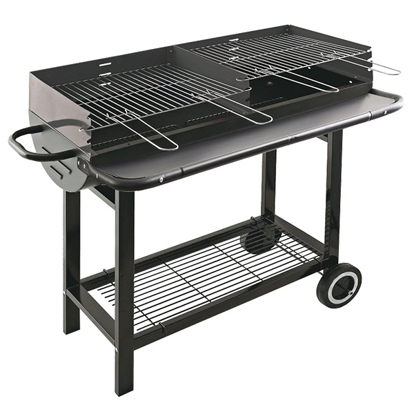 Barbecue a carbone, 2 griglie di cottura da cm 41x27, piano frontale d'appoggio