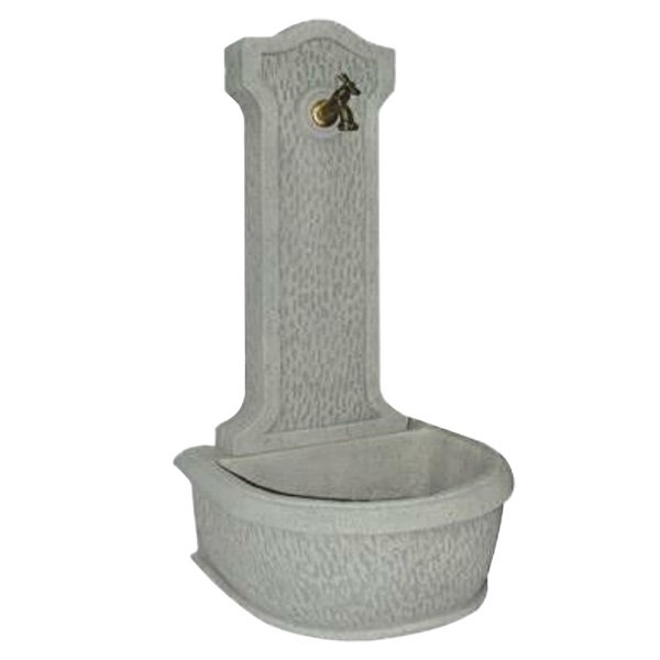 Fontana da parete per il giardino, manufatto in granulato di pietra, 40x50x100h.Decogarden Pietra