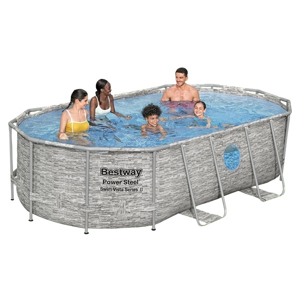 Piscina fuori terra, da giardino, con struttura in metallo antiruggine, completa