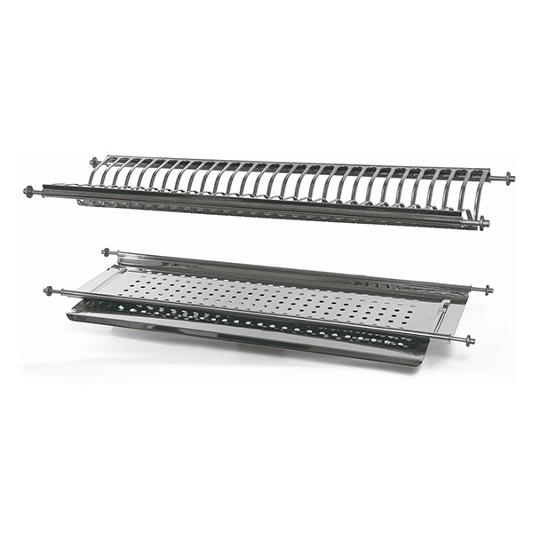 Scolapiatti pensile ad incasso in acciaio inox 18/10 AISI 304, misura cm.86