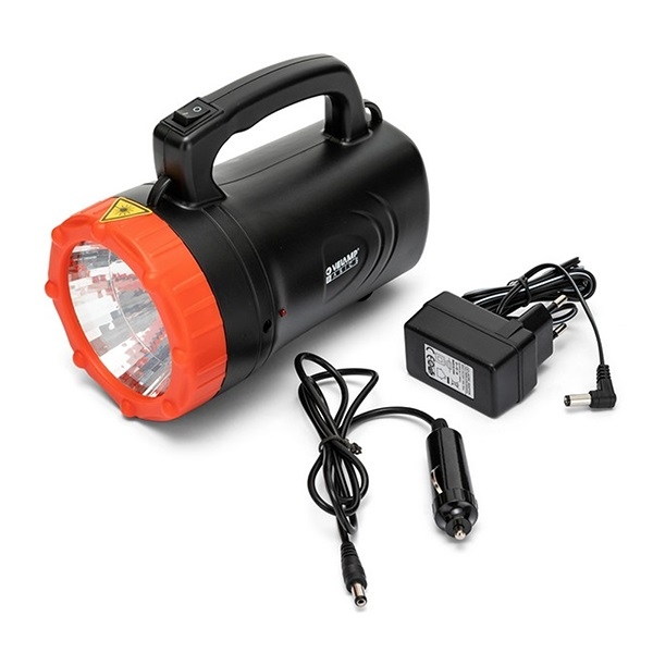 Torcia Led Professionale, Faro led, Super luminosa ad alta intensità, ricaricabile, portata 150 metri, autonomia 3 ore, batteria al litio 3,7 V, adattatore auto