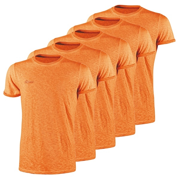 U-Power Fluo colore Arancio, 5x T-Shirt Cotone vestibilità Slim Fit, Abbigliamento da Lavoro da Uomo, Girocollo a coste, Manica Corta, Confortevole e traspirante, Casual, Abbigliamento Estivo