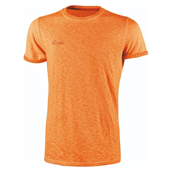 U-Power Fluo colore Arancio, T-Shirt Cotone vestibilità Slim Fit, Abbigliamento da Lavoro da Uomo, Girocollo a coste, Manica Corta, Confortevole e traspirante, Casual, Abbigliamento Estivo