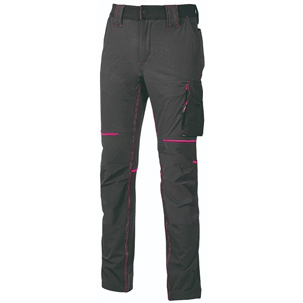U-Power PANTALONE WORLD LADY, idrorepellente, traspirante, Colore Grigio/Fucsia