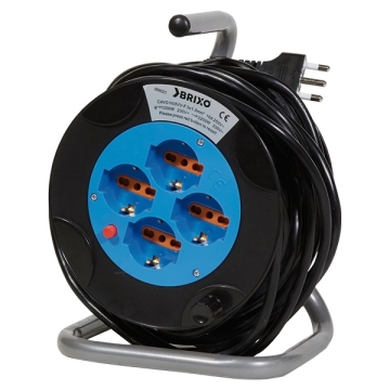 Avvolgicavo prolunga elettrica con 4 prese Schuko e cavo 15 metri 3x1.5mm