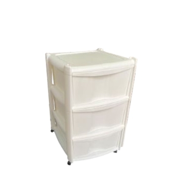 Cassettiera 3 cassetti con 4 ruote, in polipropilene, 30x30xh60 bianco