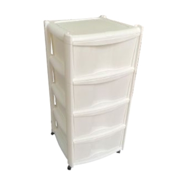 Cassettiera 4 cassetti con 4 ruote, in polipropilene, 40x40xh85