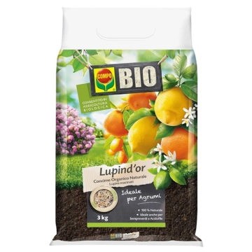 Concime organico azotato naturale, per agrumi, sempreverdi e acidofile, 3 kg. Combo Bio Lupin D’Or
