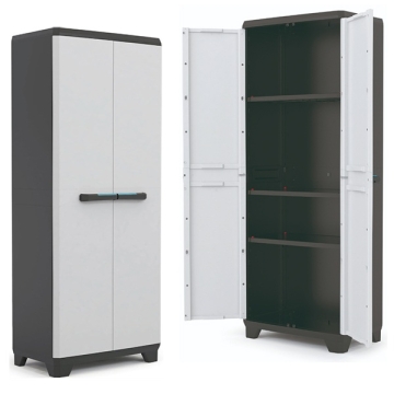 Armadietto per esterno, tuttopiani, con 2 ante in resina, cm.173x68x39 Keter Linear