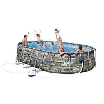 Piscina fuori terra,da giardino,struttura metallo antiruggine,completa di tutto. BestWay Steel Comfort Pietra 56719