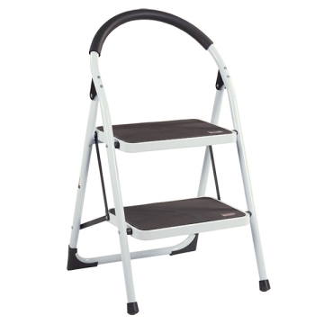 Scaletta a 2 gradini antiscivolo,scala pieghevole in acciaio bianco,salvaspazio