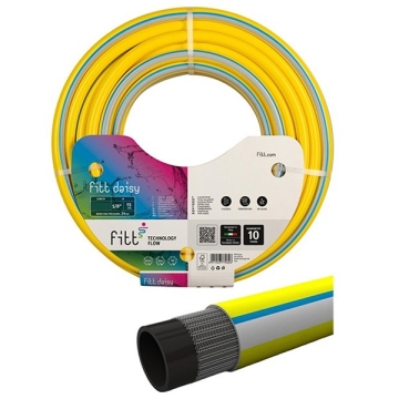 Tubo irrigazione acqua giardino rinforzato Ø mm.12,5 in PVC 3 strati con rinforzo, 15mt