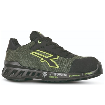 U-Power Scarpe Antinfortunistica BASSE S1P SRC ESD REDLEVE ROBIN Colore Nero/Verde