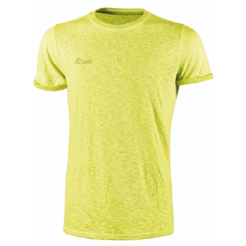 U-Power Fluo colore Giallo, T-Shirt Cotone vestibilità Slim Fit, Abbigliamento da Lavoro da Uomo, Girocollo a coste, Manica Corta, Confortevole e traspirante, Casual, Abbigliamento Estivo