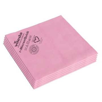 Vileda Professional r-MicronQuick, panno in microfibra, per una pulizia al 100% sicura ed efficace, confezione da 5 pezzi colore Rosso