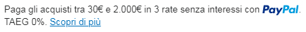 Paypal paga in 3 rate senza interessi